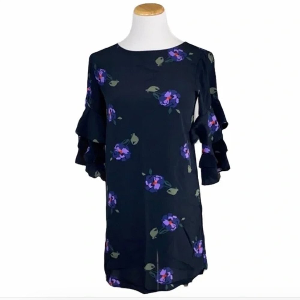 Sanctuary Black Print Ruffle Sleeve Dress | Small